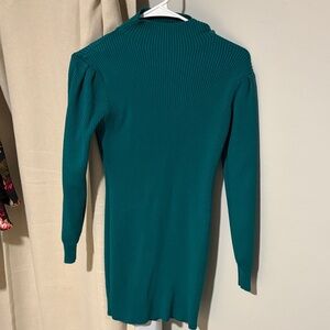 Teal Long Sleeve Ribbed Dress